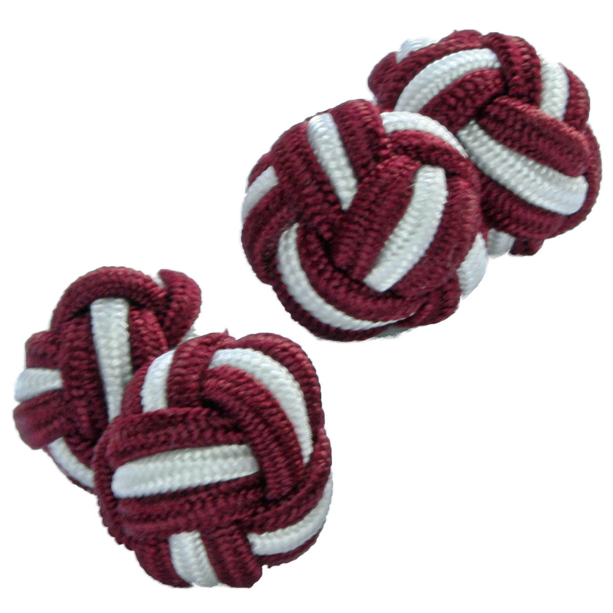 Maroon and White Silk Knot Cufflinks from Cuffs & Co