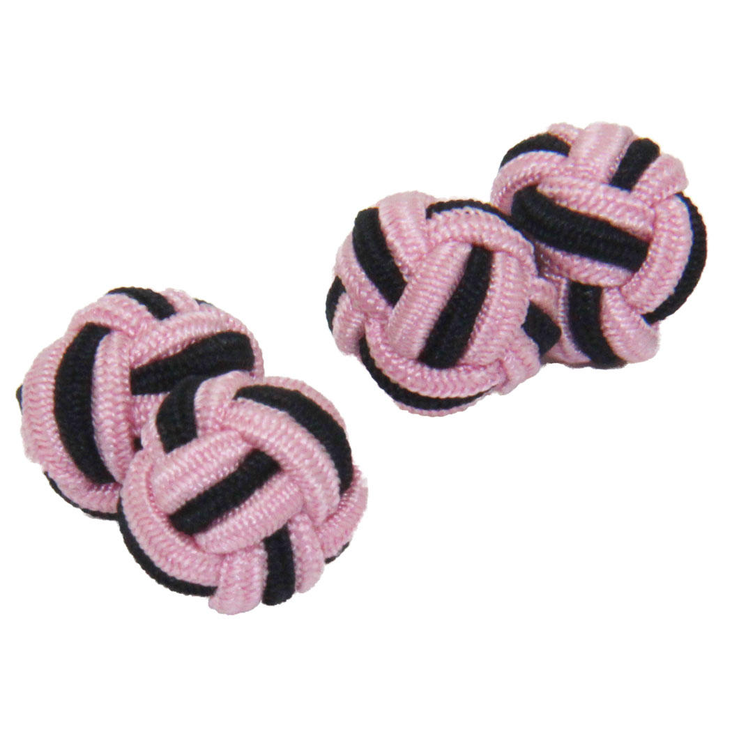 Pink and Black Silk Knot Cufflinks from Cuffs & Co