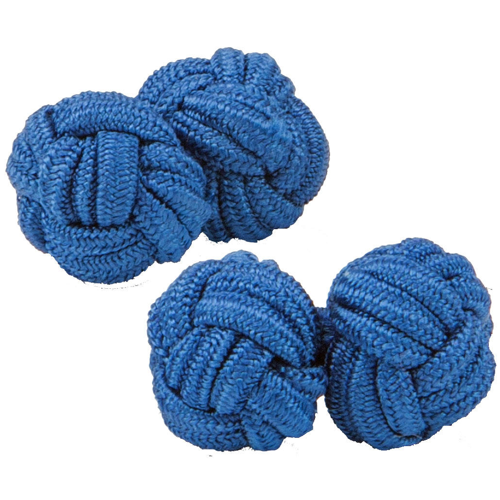Dark Blue Silk Knot Cufflinks from Cuffs & Co