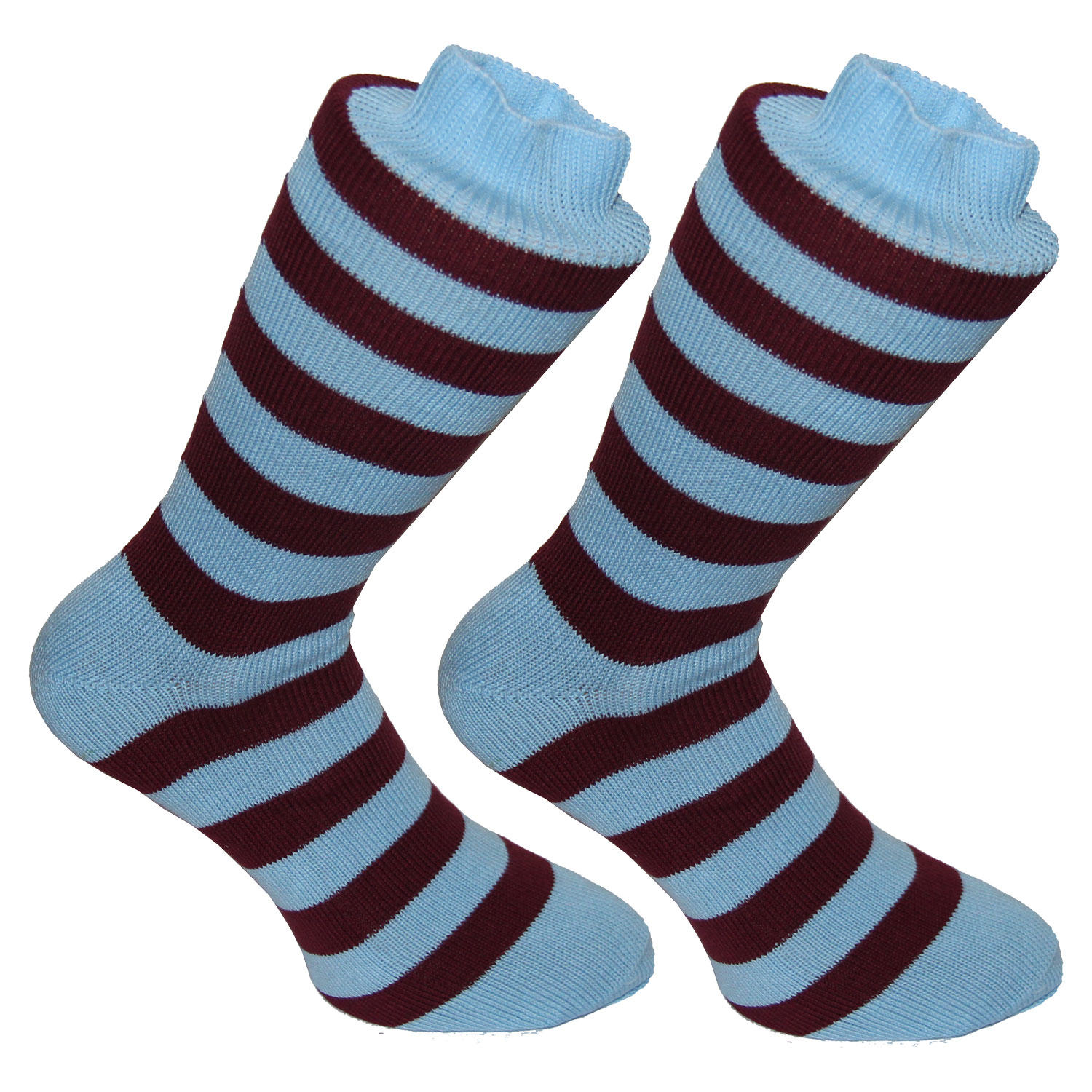 Claret & Blue Stripy Socks | SOCK CLUB® from Cuffs & Co