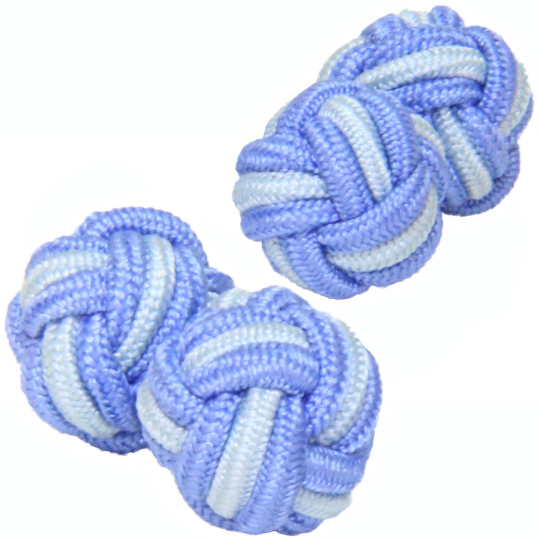 Pale Blue and Light Blue Silk Knot Cufflinks from Cuffs & Co