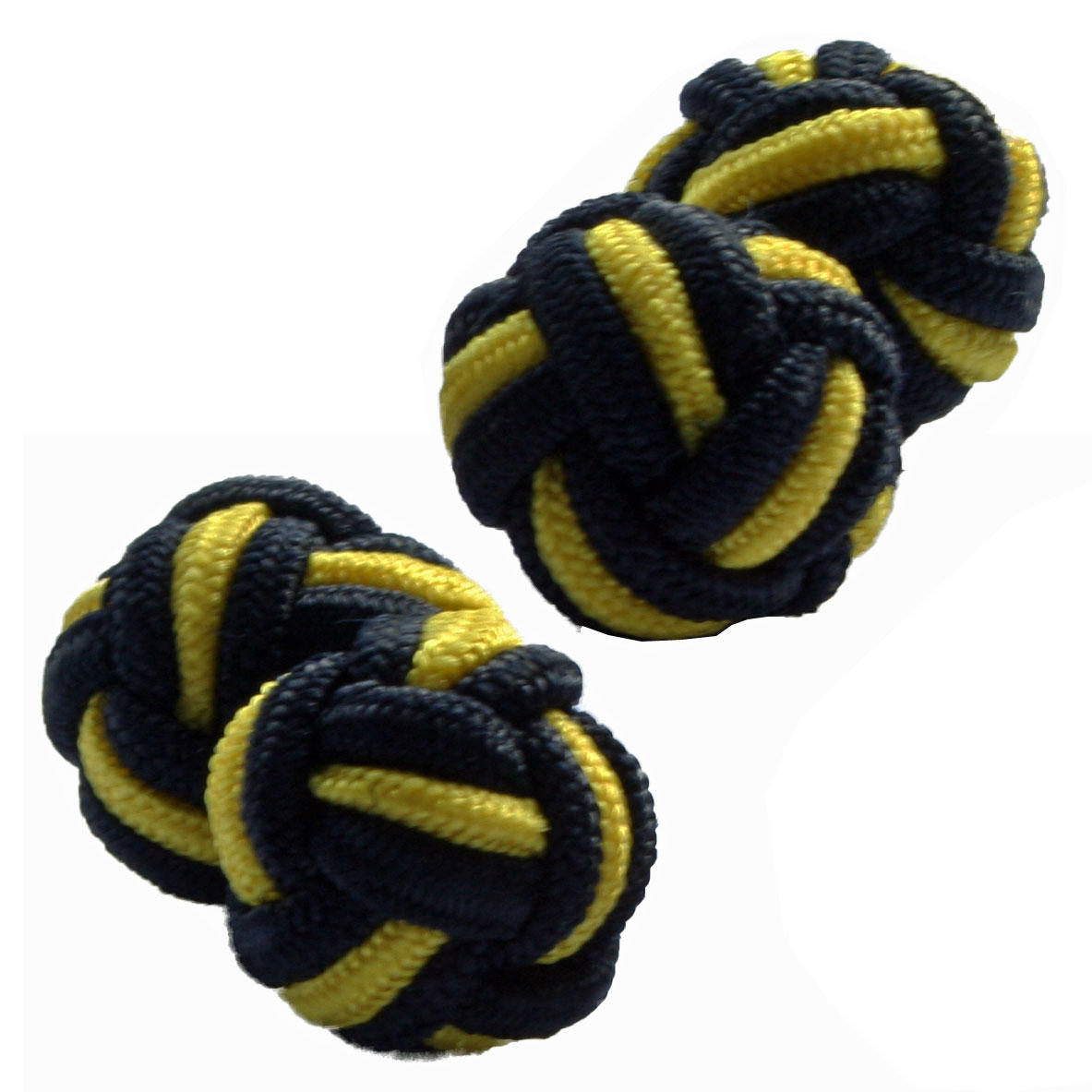 Black and Yellow Silk Knot Cufflinks from Cuffs & Co