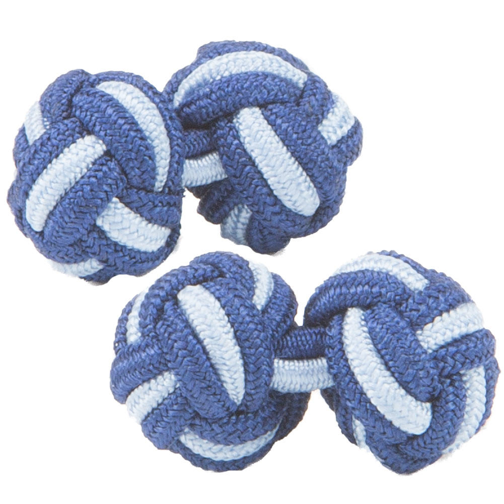 Dark Blue and Baby Blue Silk Knot Cufflinks from Cuffs & Co