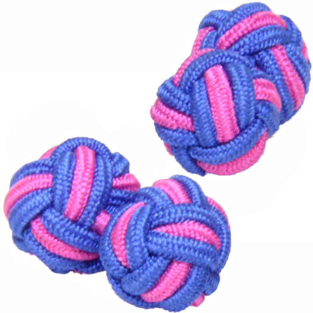 Vibrant Pink and Vibrant Blue Silk Knot Cufflinks from Cuffs & Co