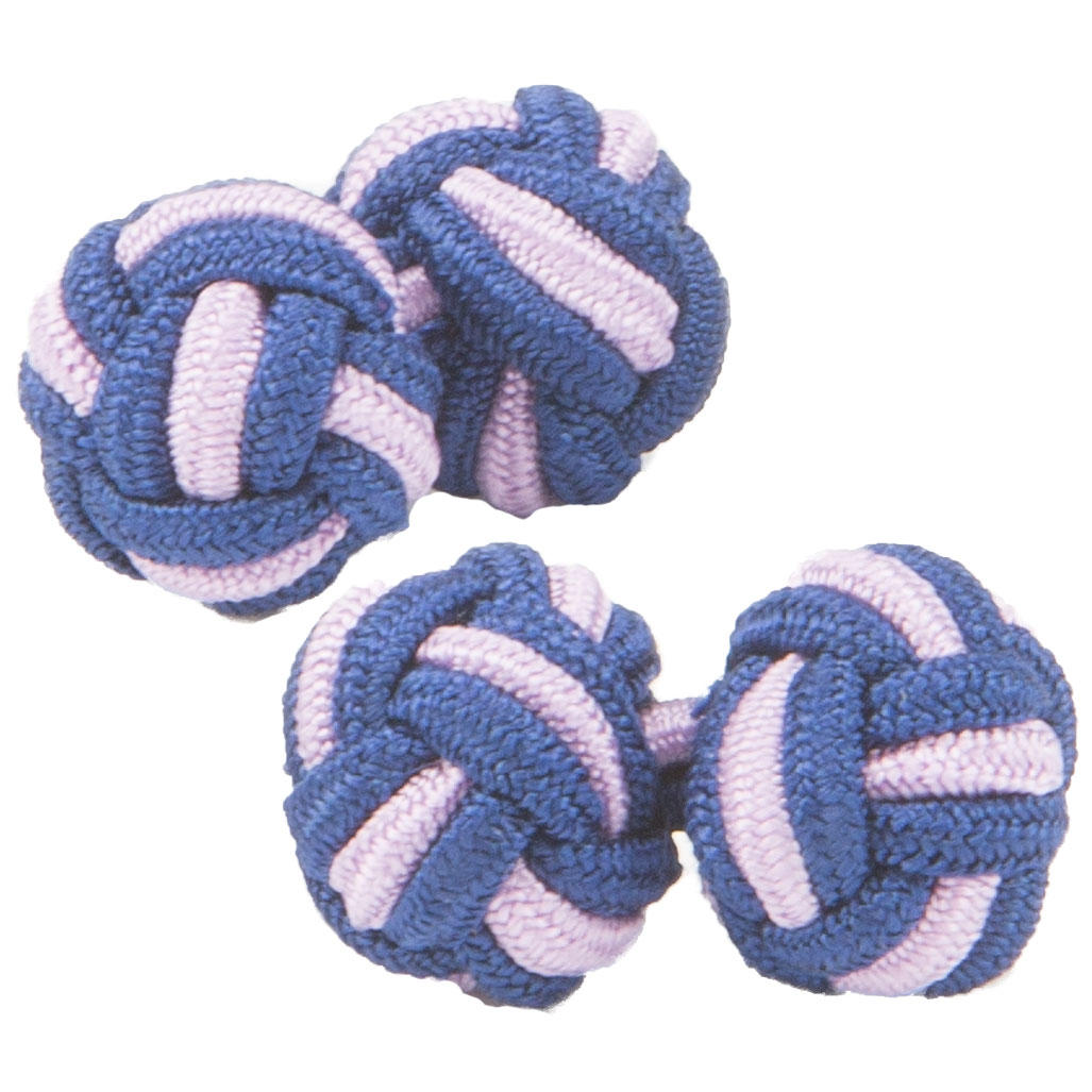 Navy and Pale Purple Silk Knot Cufflinks from Cuffs & Co