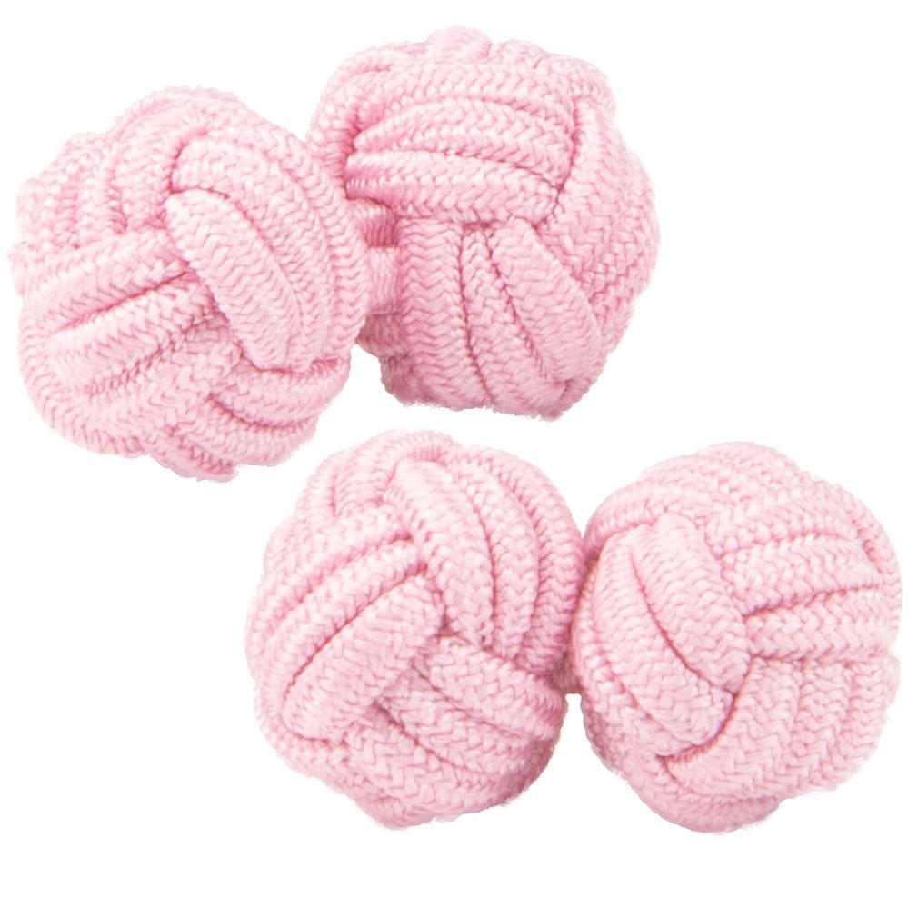 Baby Pink Silk Knot Cufflinks from Cuffs & Co