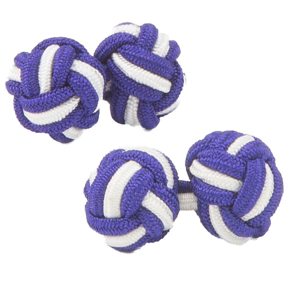 Purple and White Silk Knot Cufflinks from Cuffs & Co