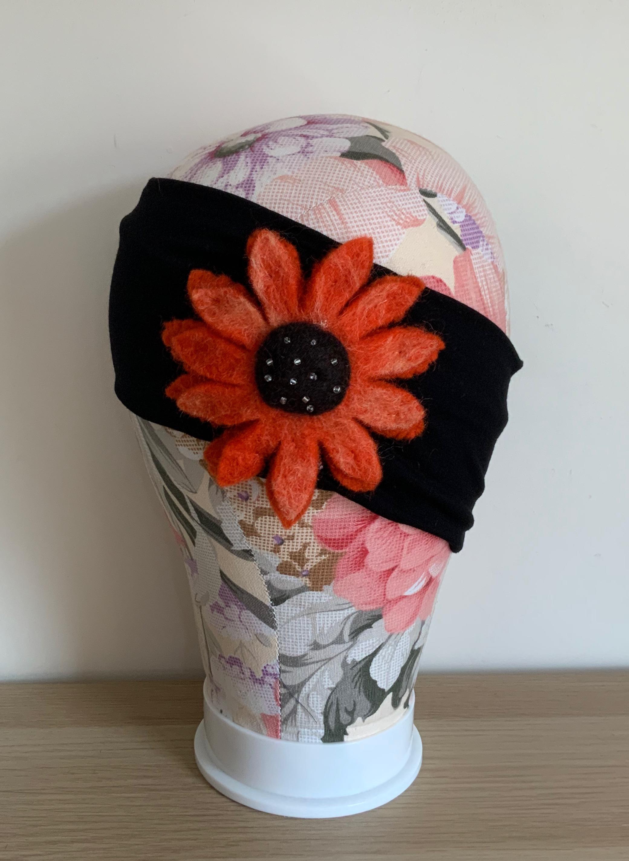 Black flower headband