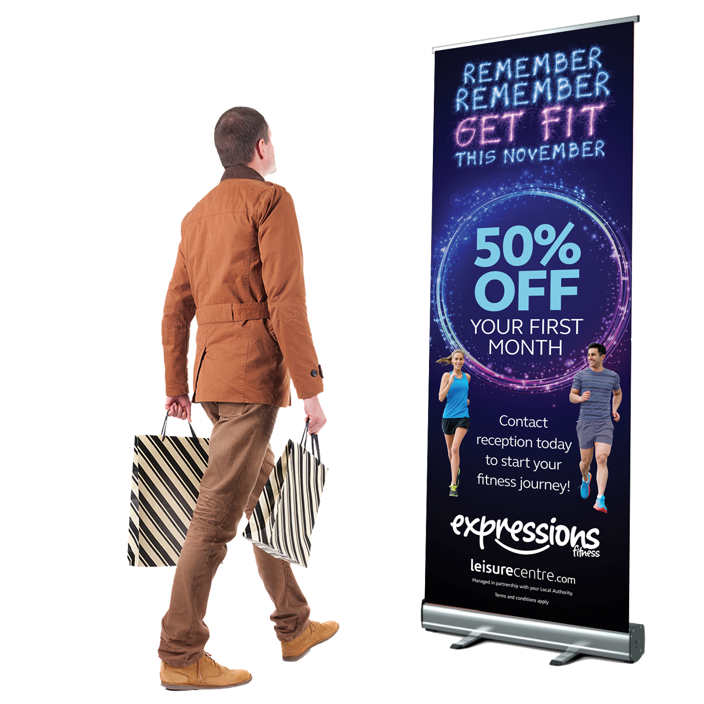 Roller Banner Roll Up/pull up Exhibition Stand 850mm Inc Printed Graphics 
