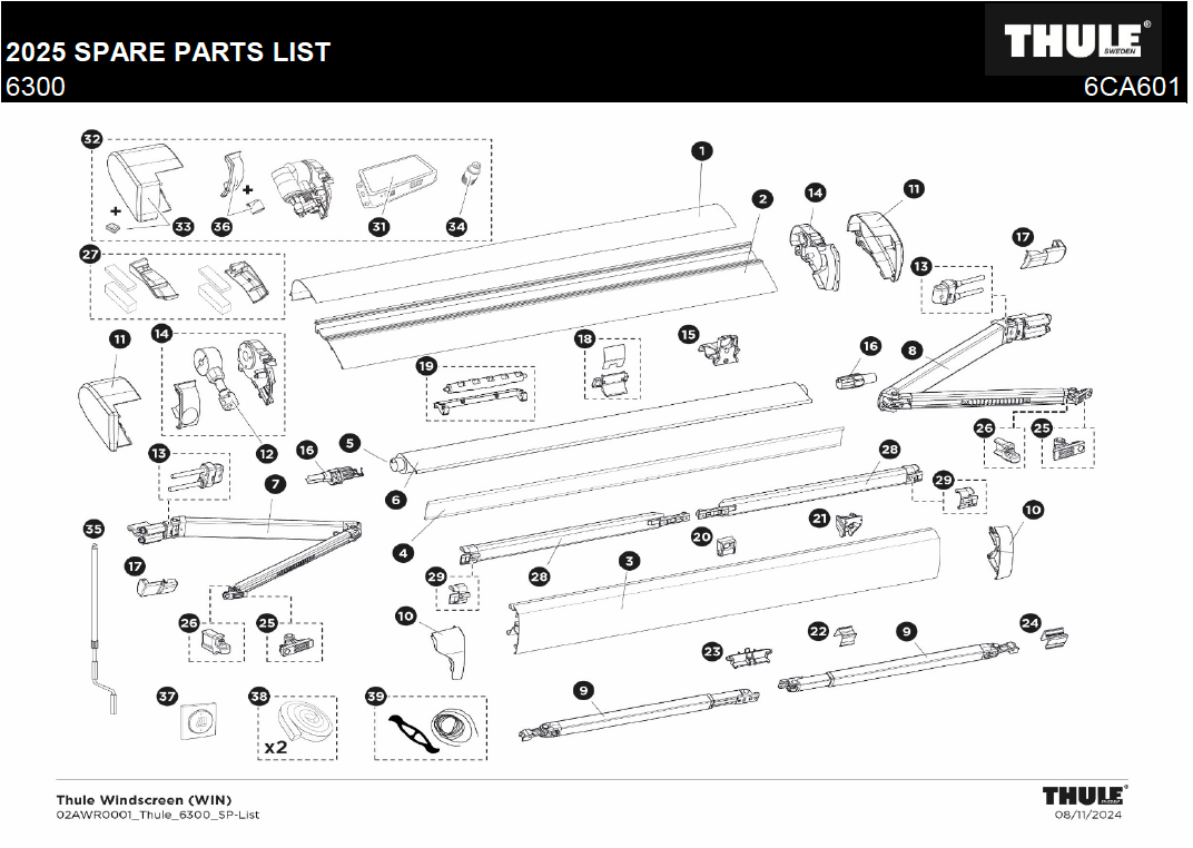 Spare Parts for TO 6300 awning