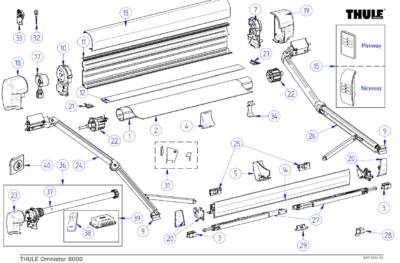 Spare Parts for TO 8000 awning