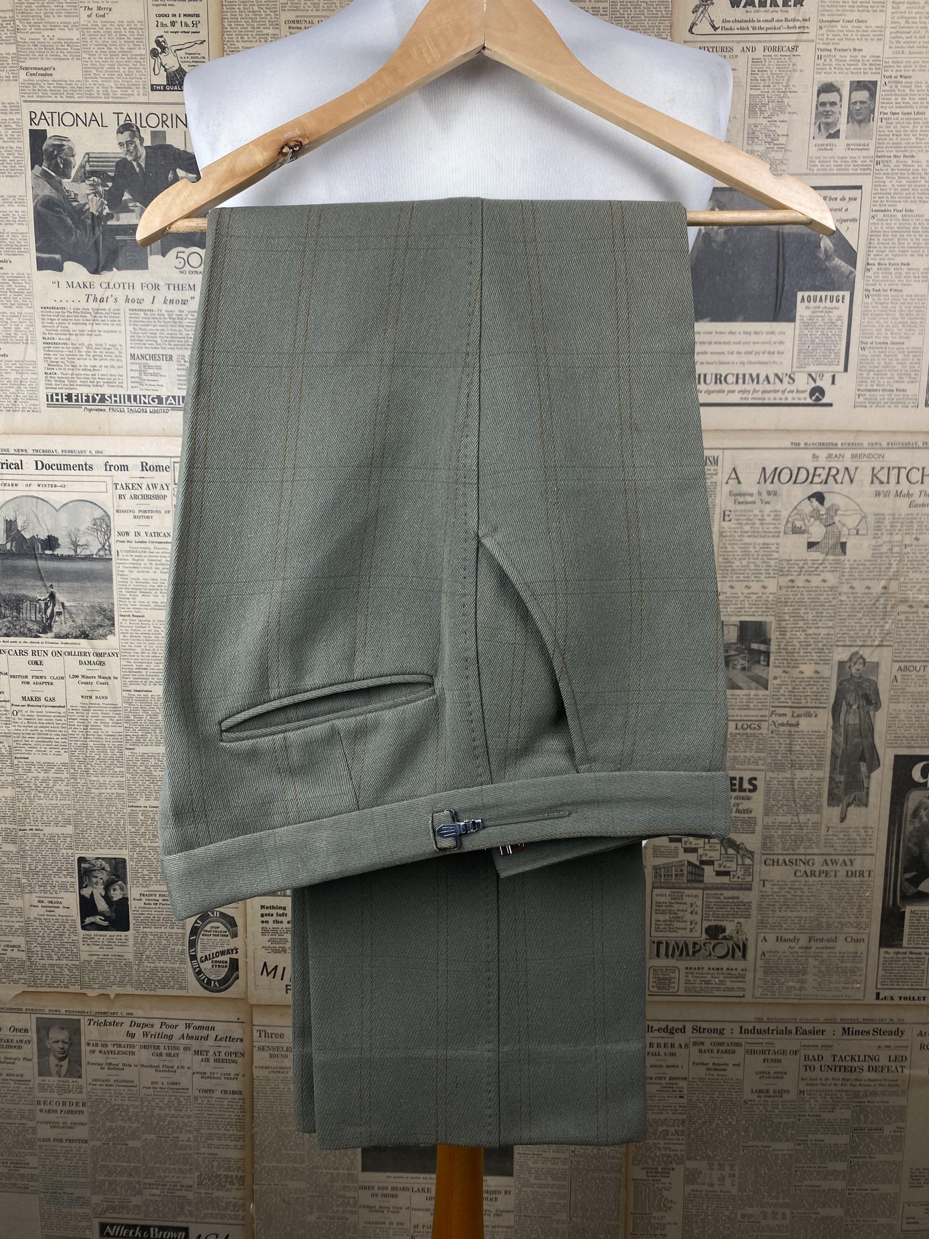 1960's Green Cavalry-Twill Work Trousers-eastgate.mk