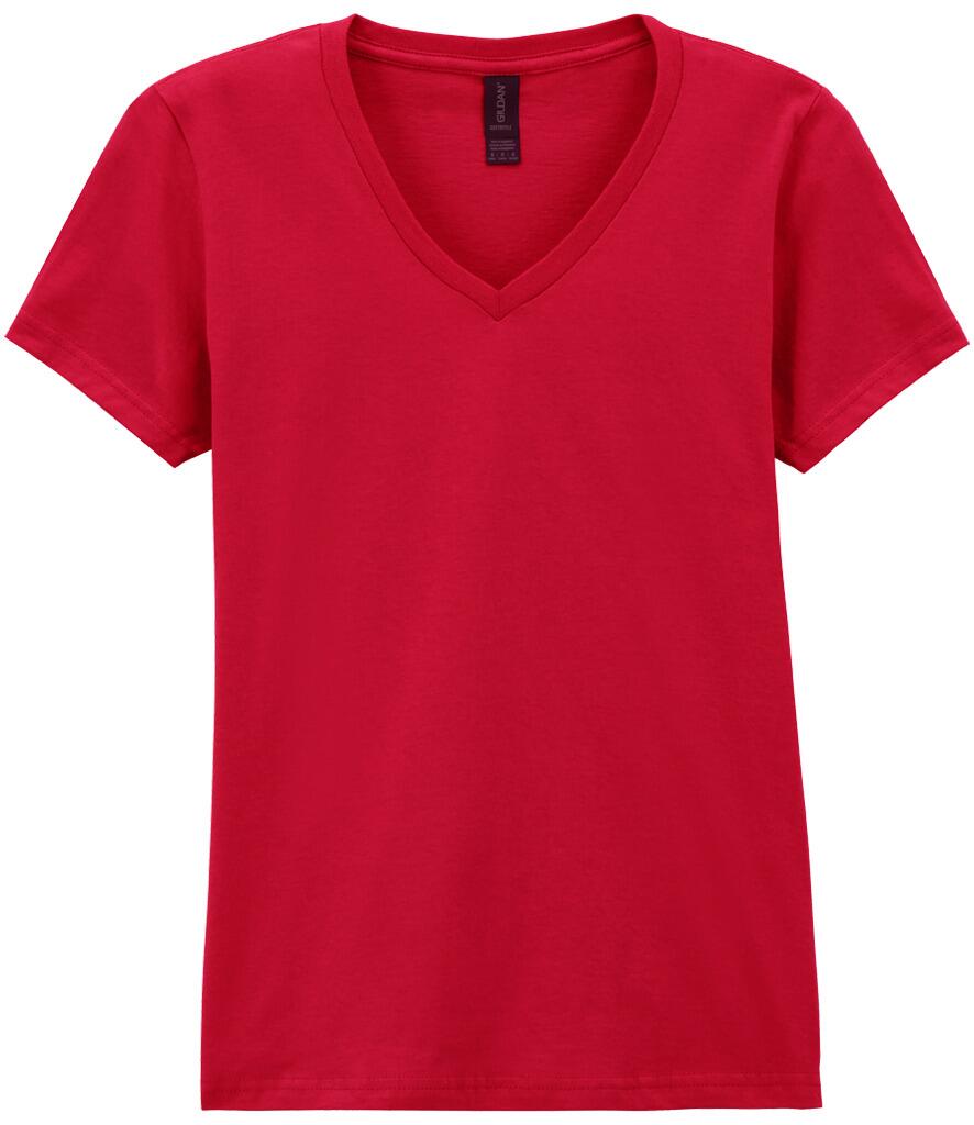GD78 Ladyfit V-Neck Softstyle Short Sleeve T-Shirt Cherry Red