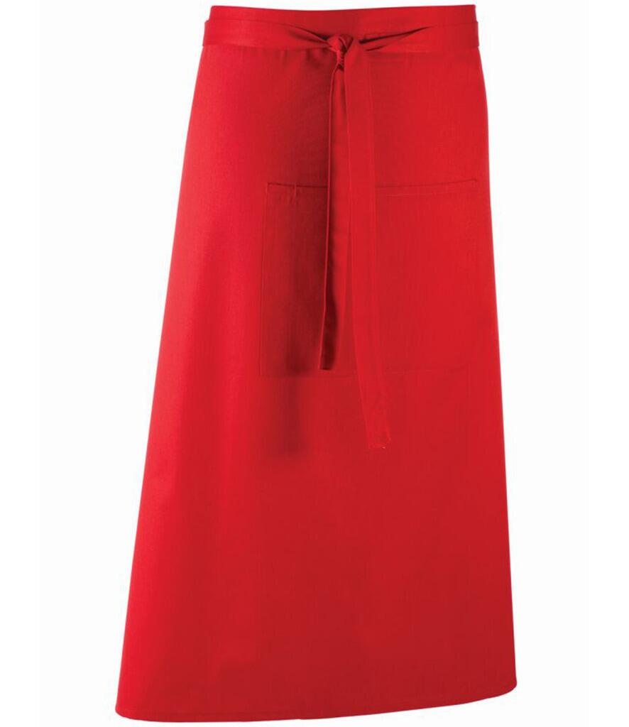 PR158 Mid-Length Apron with Centre Pocket Red