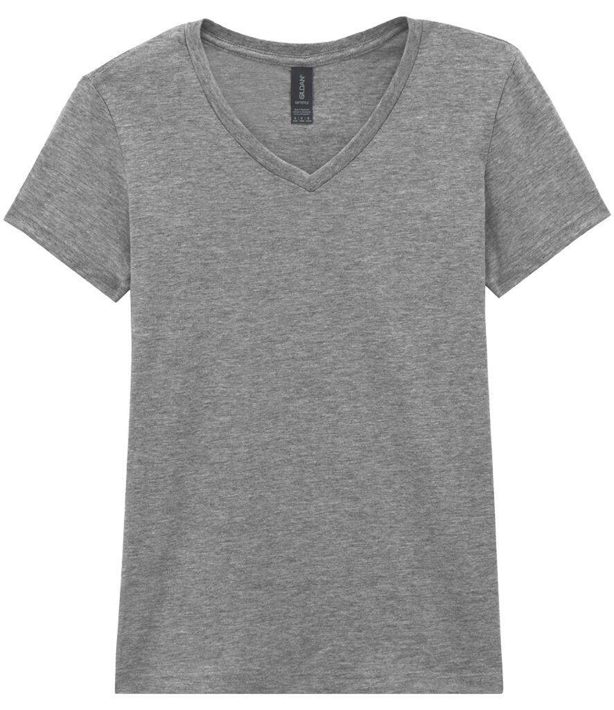 GD78 Ladyfit V-Neck Softstyle Short Sleeve T-Shirt Sport Grey