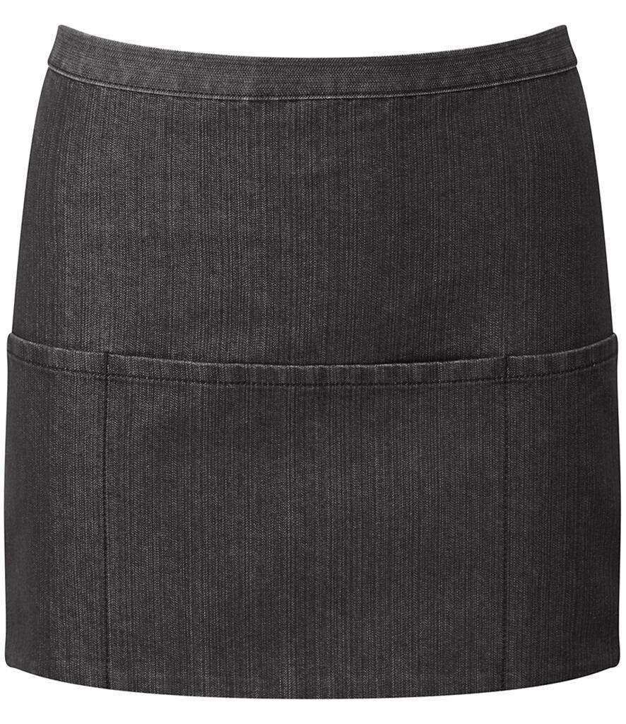 PR155 Short Bar Apron Black Denim