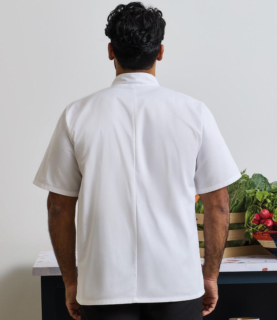 PR664 Studded Front Short Sleeve Chef Jacket