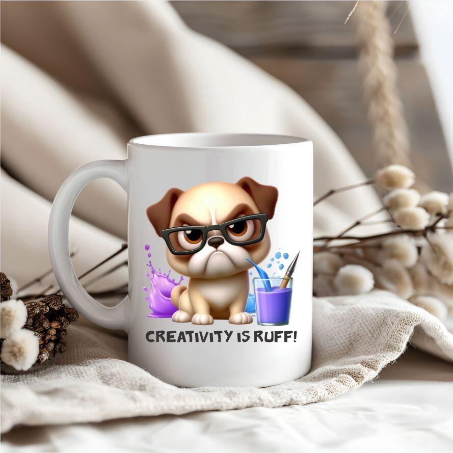 grumpy dog artist mug