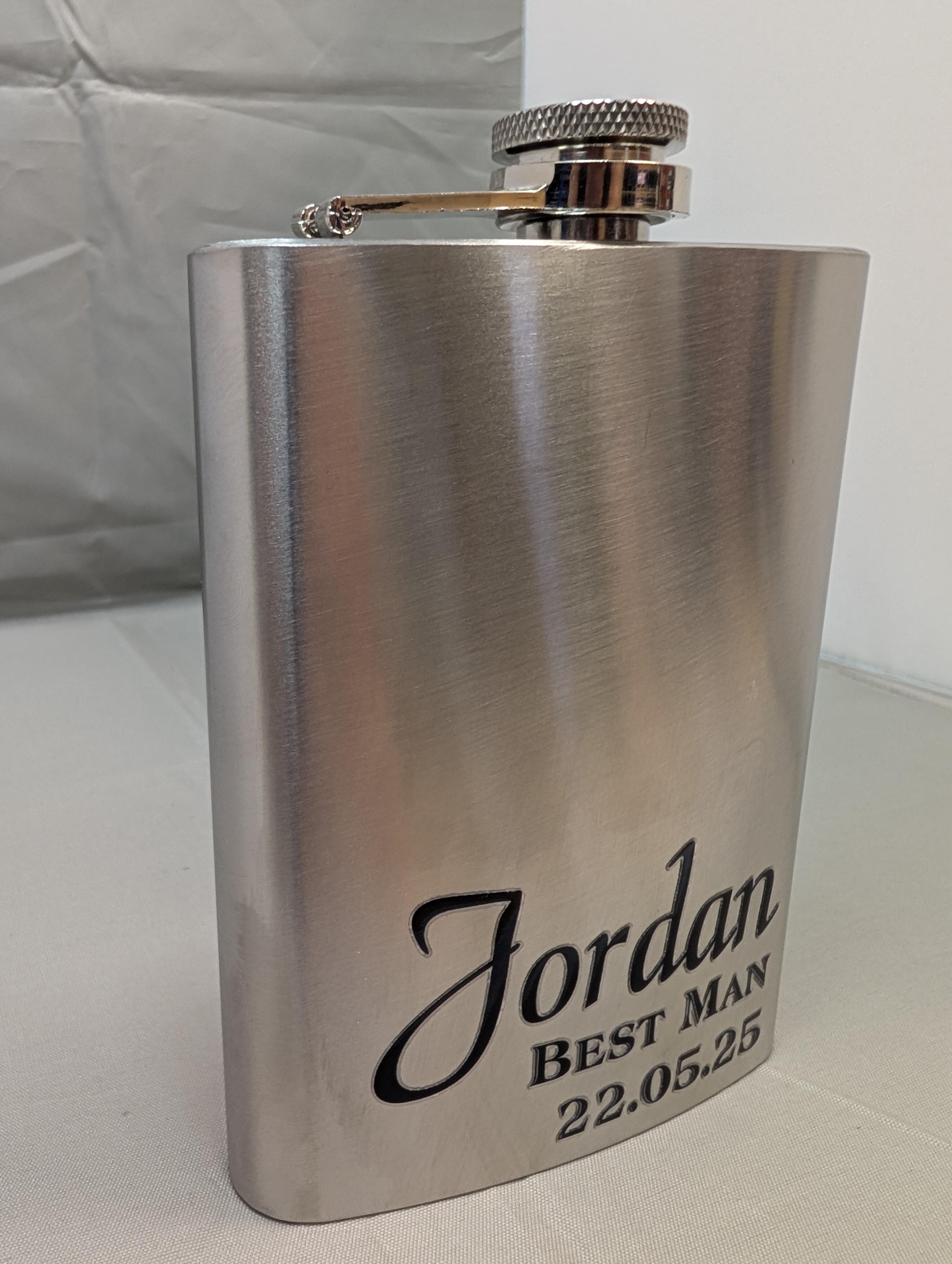 personalised hip flask silver
