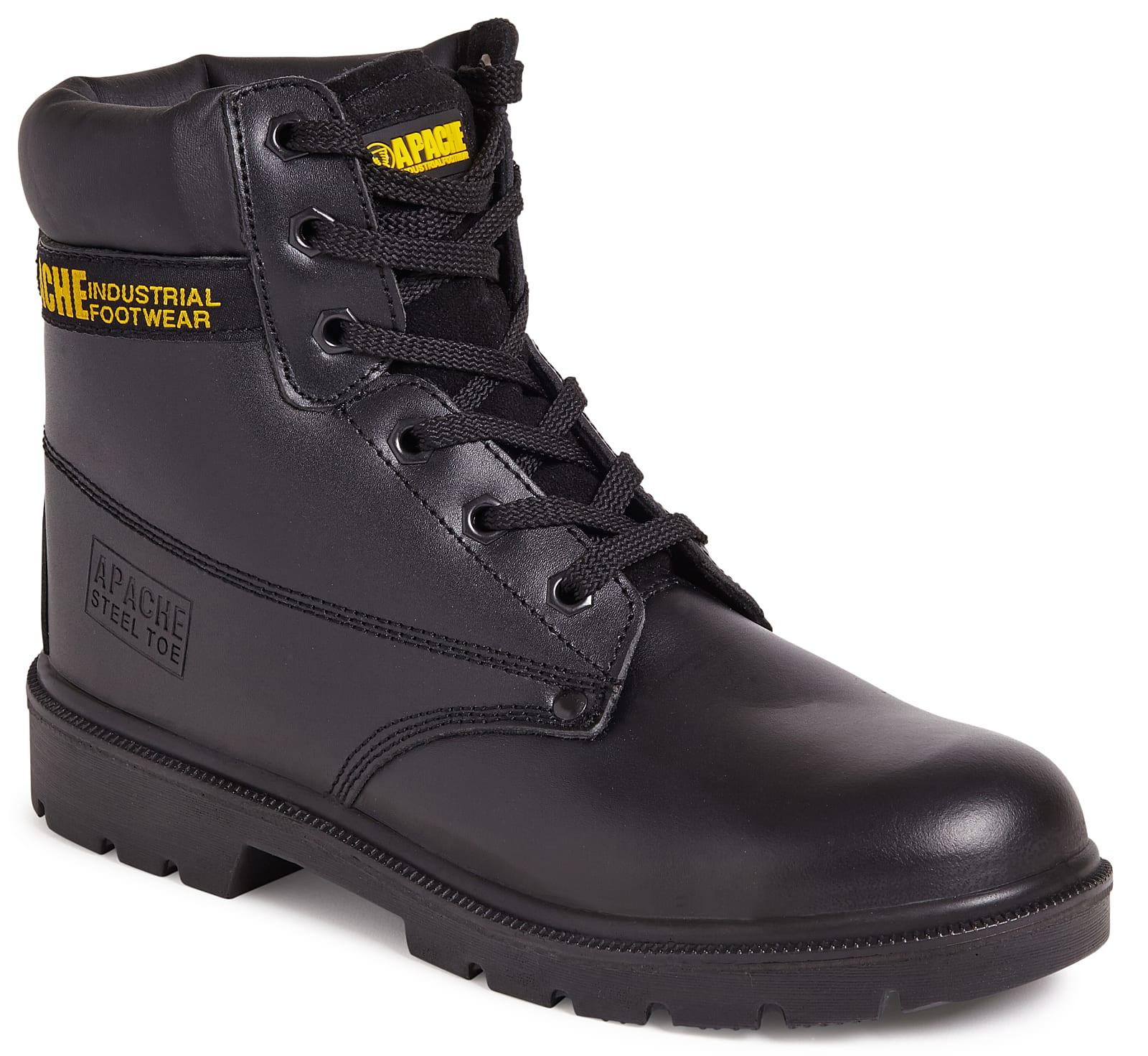 Apache AP300 Safety Work Boots Steel Toecap S3 Leather Black Mens 