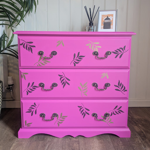 chest of drawers in bright pink