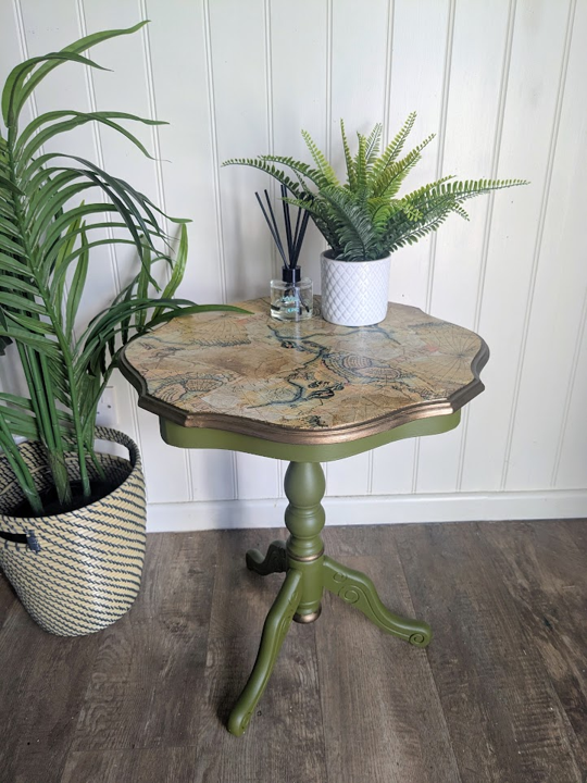 moss green vintage side table
