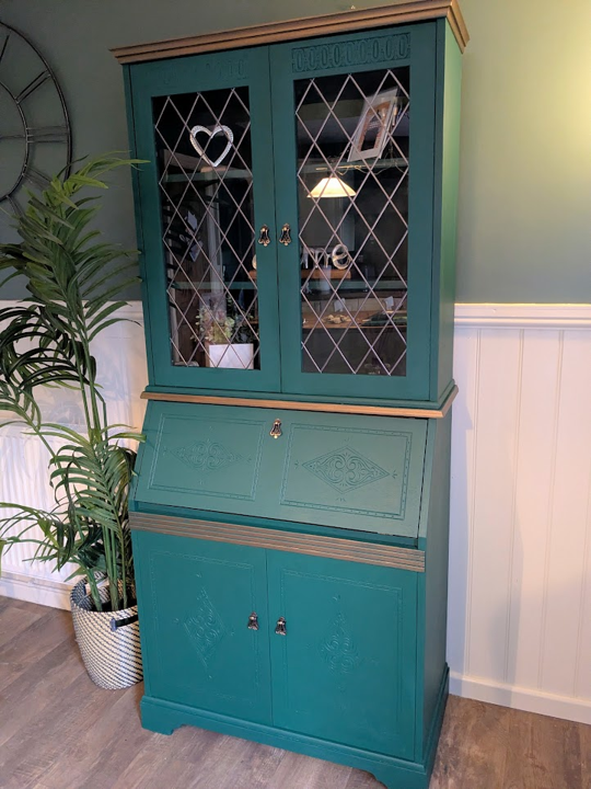 upcycled green writing bureau