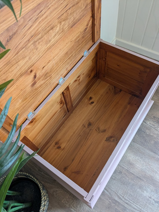 pine ottoman in pink