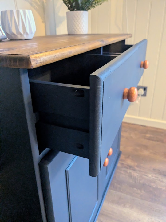 blue painted cupboard