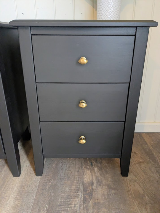 black painted bedside cabinets