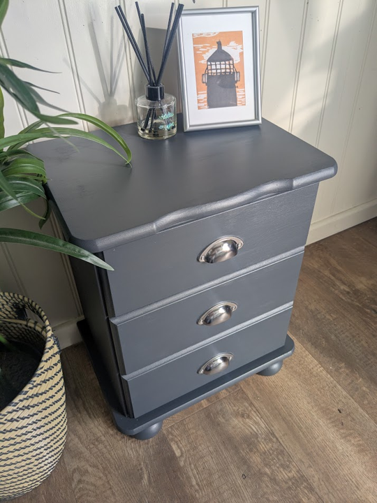 bedside table in blue