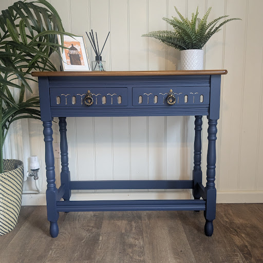 blue console table