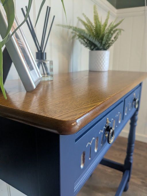 hallway table in blue