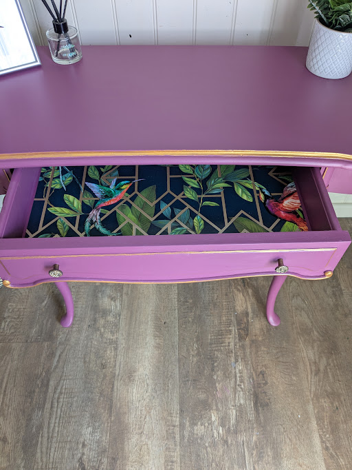 Vintage console table painted purple