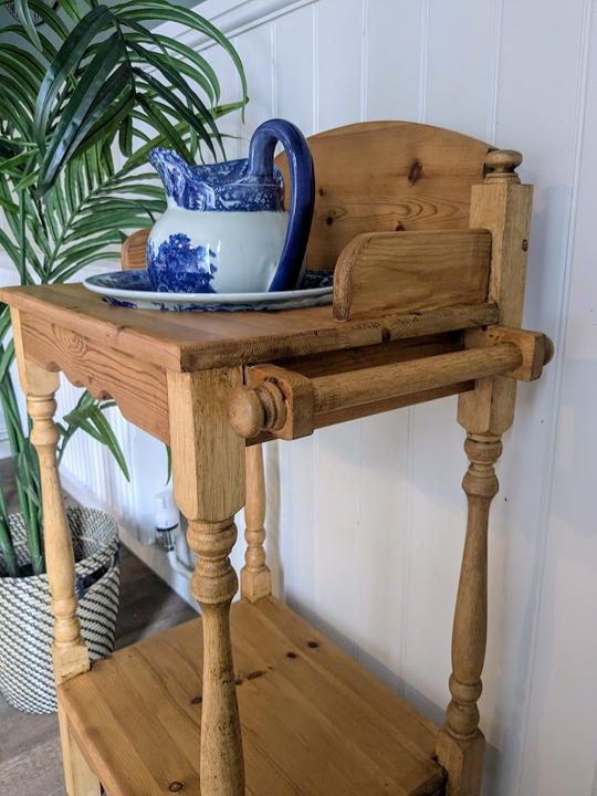 antique pine wash stand and pitcher