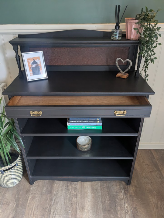 black painted bookcase