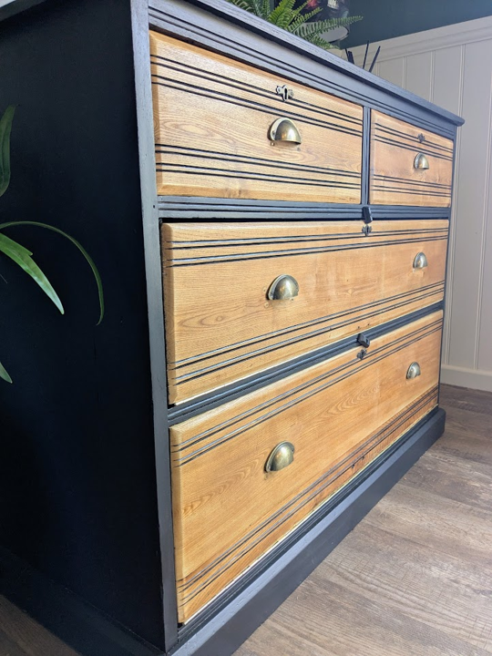 upcycled black and wood storage