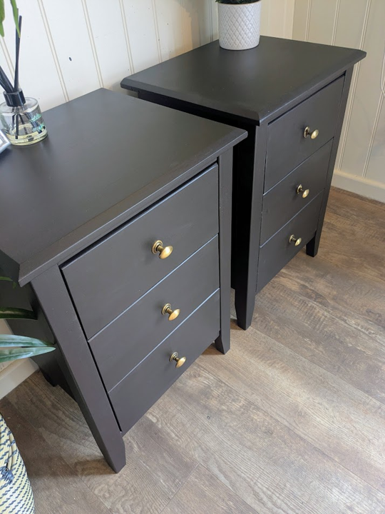 black upcycled bedside cabinets