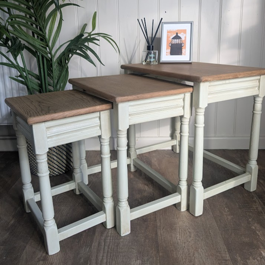 nest of tables with wood top
