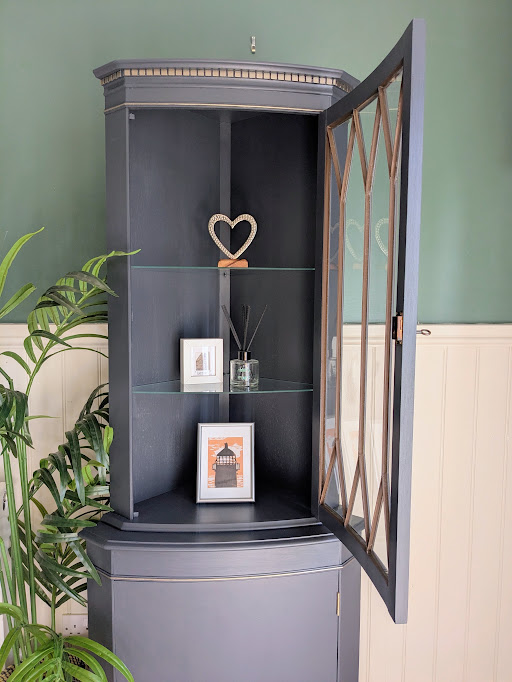 Upcycled Blue Corner Cabinet