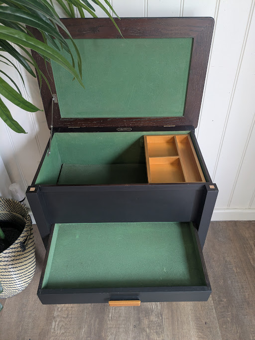 Black and gold side table with storage