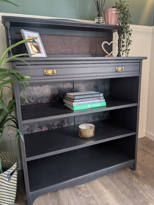 bookcase with leather detail