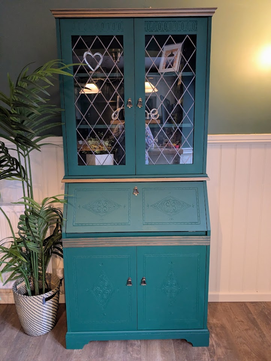 upcycled tall writing bureau