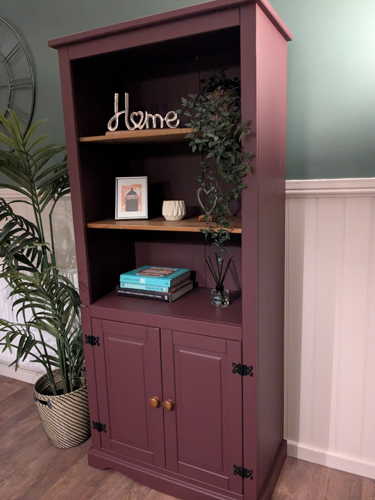 Tal upcycled purple bookcase