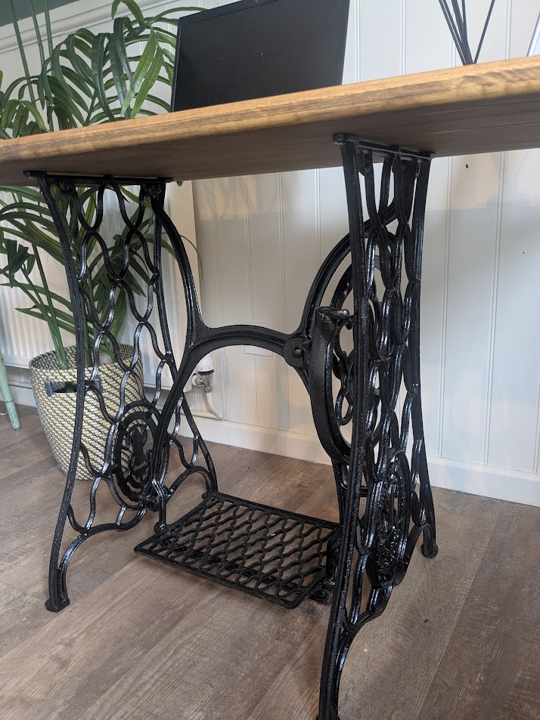 black and wood desk