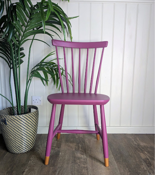 Purple and gold upcycled dining chair