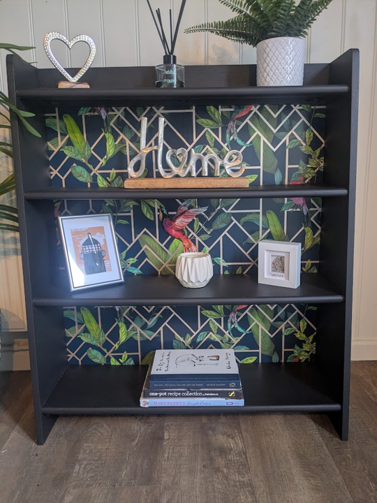 upcycled black bookcase