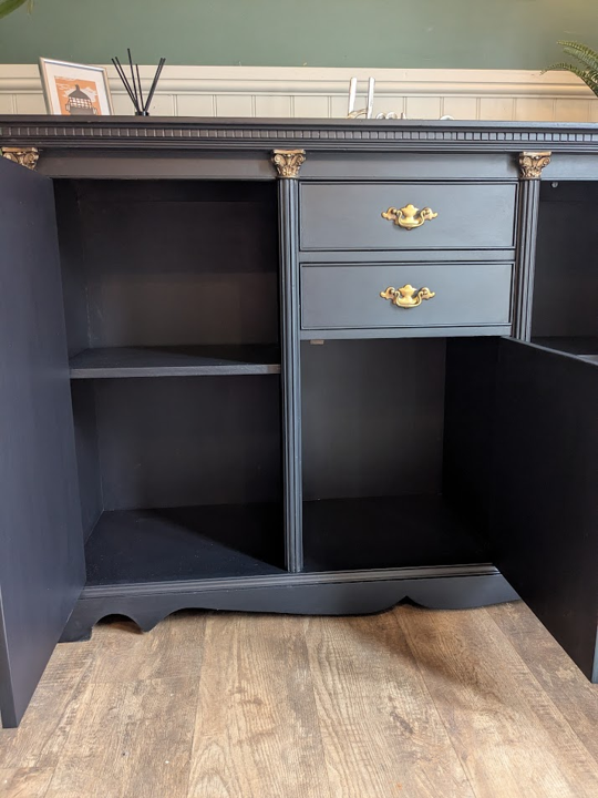 blue black painted sideboard