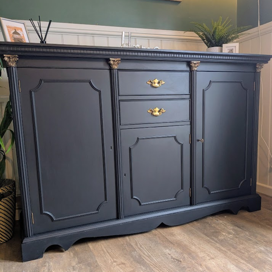 upcycled dark navy sideboard