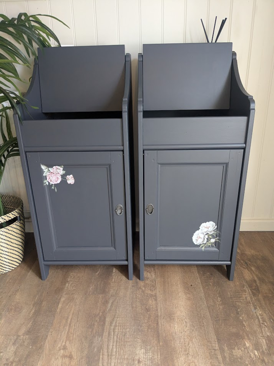 blue floral cupboard